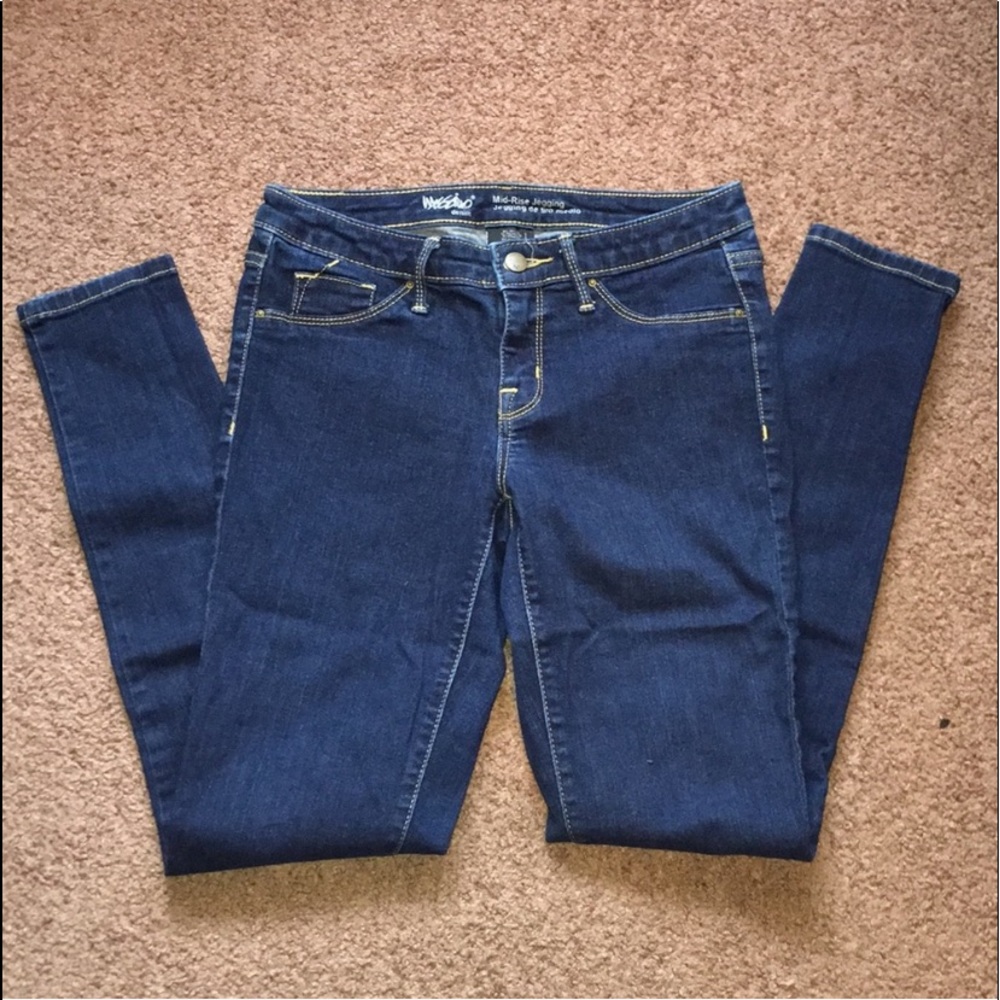 mossimo mid rise jeggings | dark wash